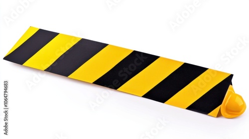 Yellow and black construction ribbon with bold hazard stripes, isolated on white for construction settings