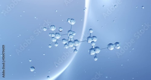 Carboxymethyl cellulose rotating molecular structure, 3d model of molecule, e466, looped video
