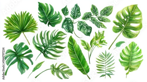 Vibrant Green Tropical Leaf Collection