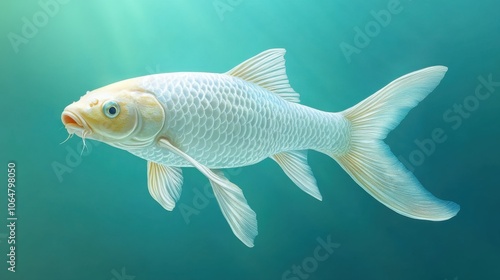 Elegant White Fish Swimming in Clear Water