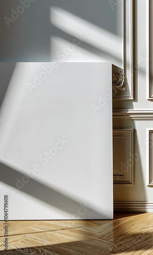 Minimalist Blank White Canvas with Copy Space on Textured Wall Background – Perfect for Branding, Artwork, and Advertising Mockups