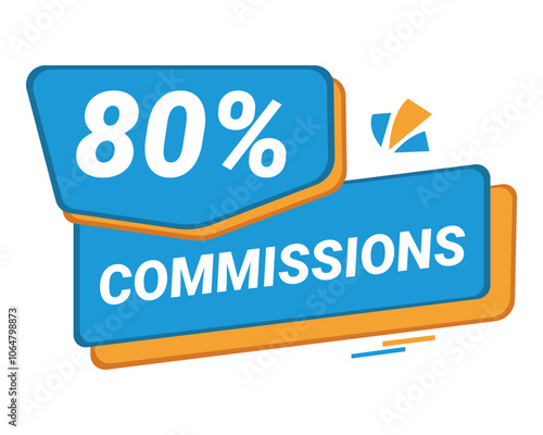 80% Commission symbol | 80% Badge | Blue commission symbol 
