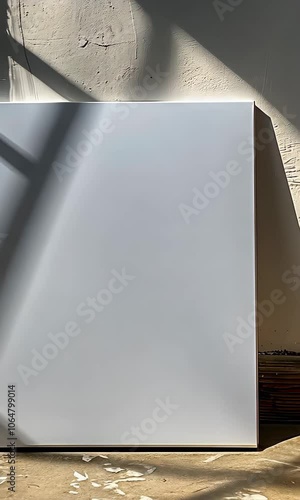 Minimalist Blank White Canvas with Copy Space on Textured Wall Background – Perfect for Branding, Artwork, and Advertising Mockups