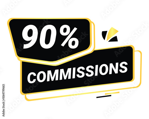90% Commission symbol | 90% Badge | Black commission symbol 