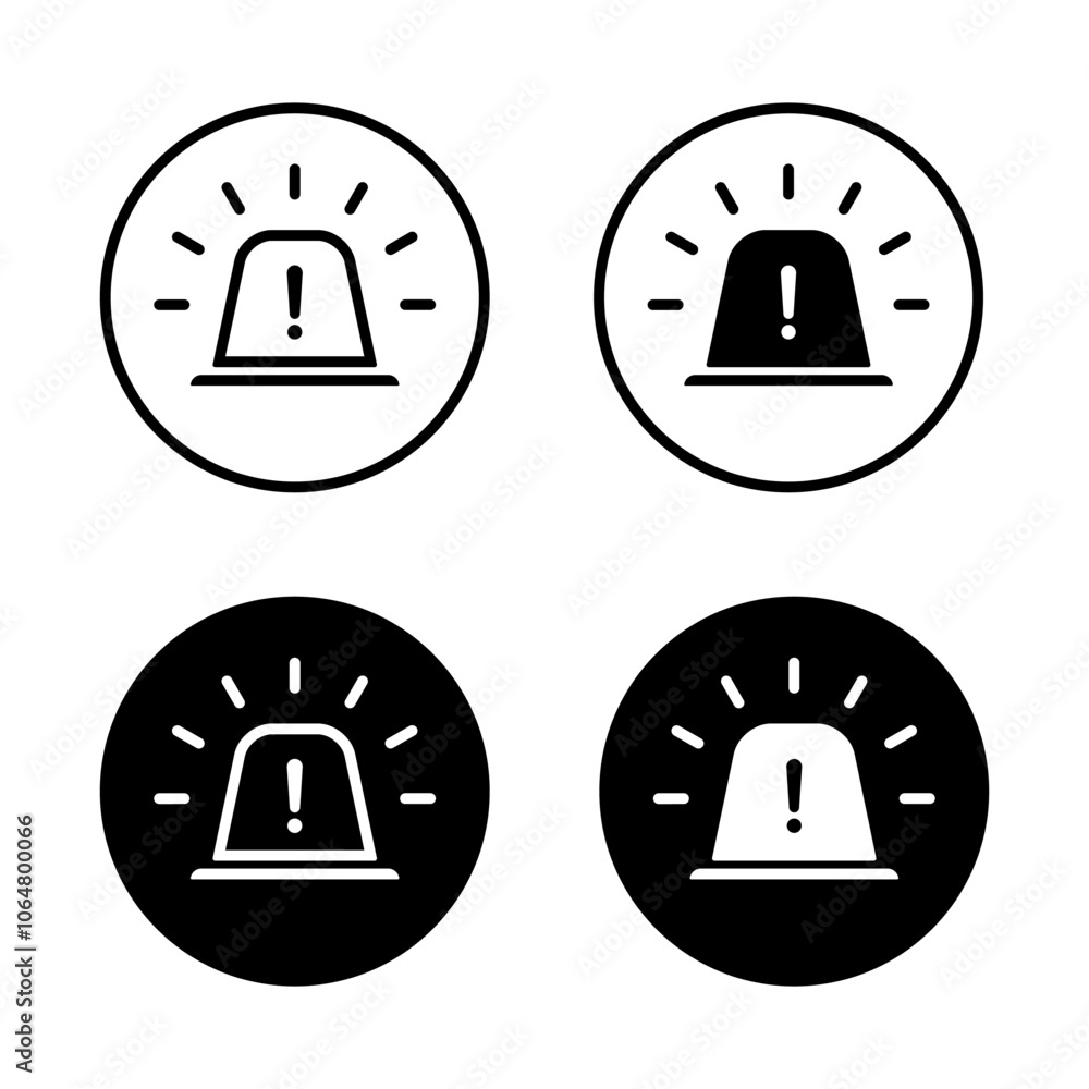 Siren emergency light icon on black circle. Warning lamp sign symbol Siren emergency light icon on black circle. Warning lamp sign symbol
