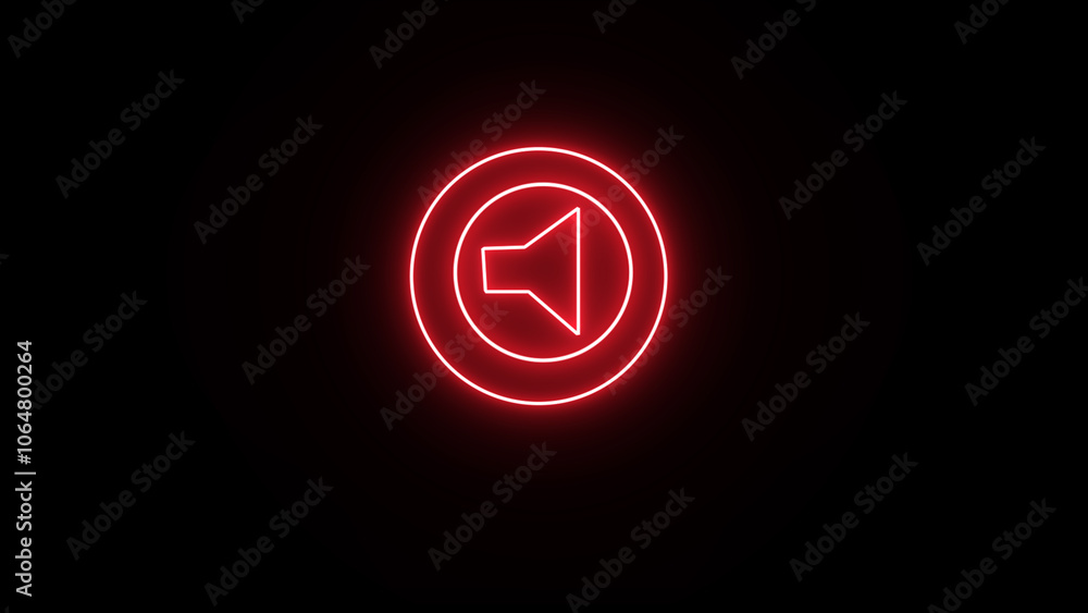 Glowing neon sound icon Volume with sound wave animated sign Sound on icon Glowing neon sound icon Volume with sound wave animated sign Sound on icon