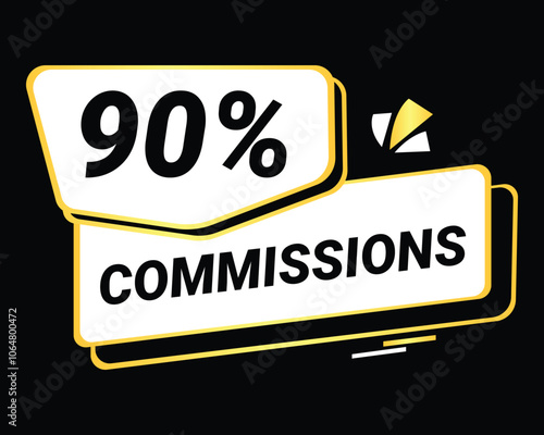 90% Commission symbol | 90% Badge | White commission symbol 