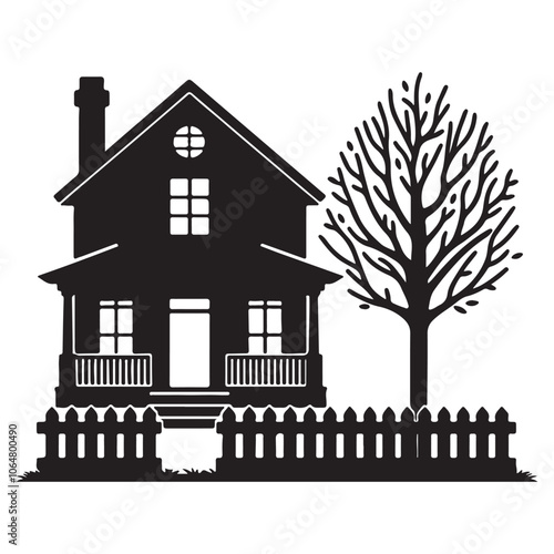 House silhouette vector on white background