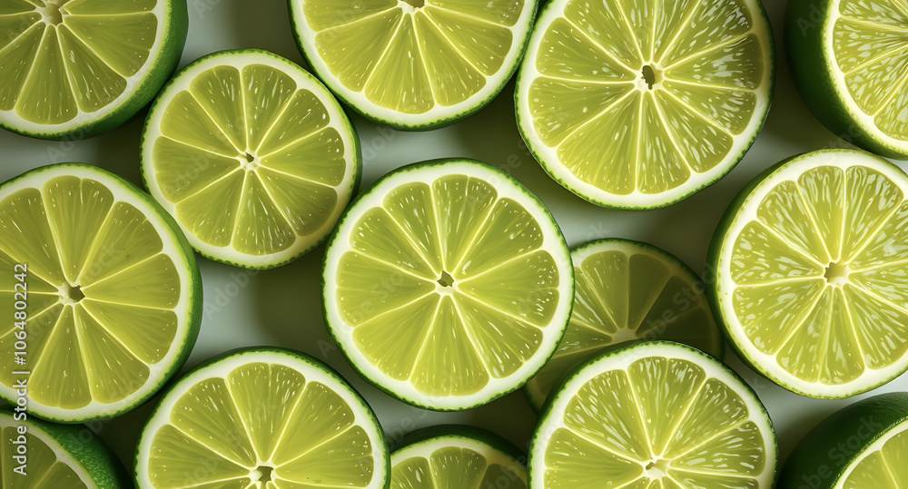 Fresh juicy green lime slices. Texture of sliced citrus fruits. Lime slice patterns. Bright summer style. Flat lay, top view. Fresh juicy green lime slices. Texture of sliced citrus fruits. Lime slice patterns. Bright summer style. Flat lay, top view.