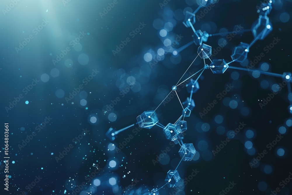 Abstract Geometric Structure with Blue Bokeh Background Abstract Geometric Structure with Blue Bokeh Background