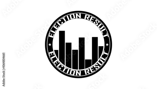 Election result rubber stamp, black isolated silhouette
