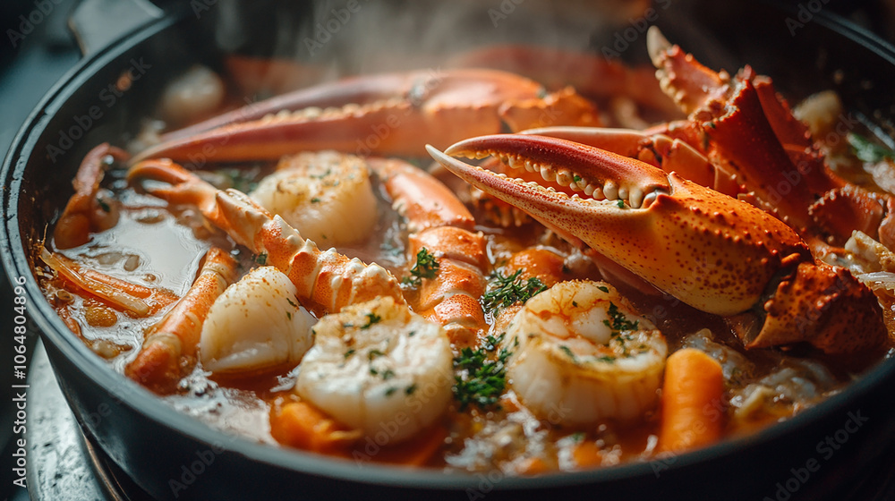 Hearty Seafood Hot Pot with Crab, Shrimp, and Scallops Hearty Seafood Hot Pot with Crab, Shrimp, and Scallops