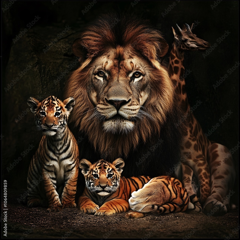 Fototapeta premium lion and tiger, animal