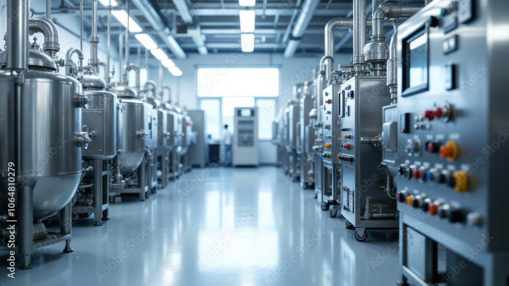 Industrial equipment in a factory. Industrial equipment in a factory.