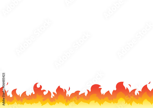シームレスな炎のフレームイラスト　火　白バック