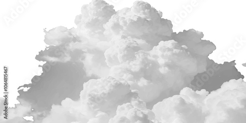 Ultra realistic white cloudscape view from above sunny landscape bright cloudy isolated on white background. Vector illustration