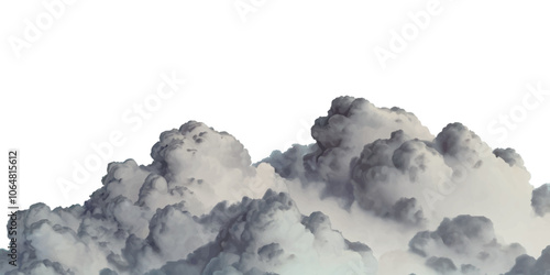 Realistic white and black fluffy cloud isolated on white background. vector illustration