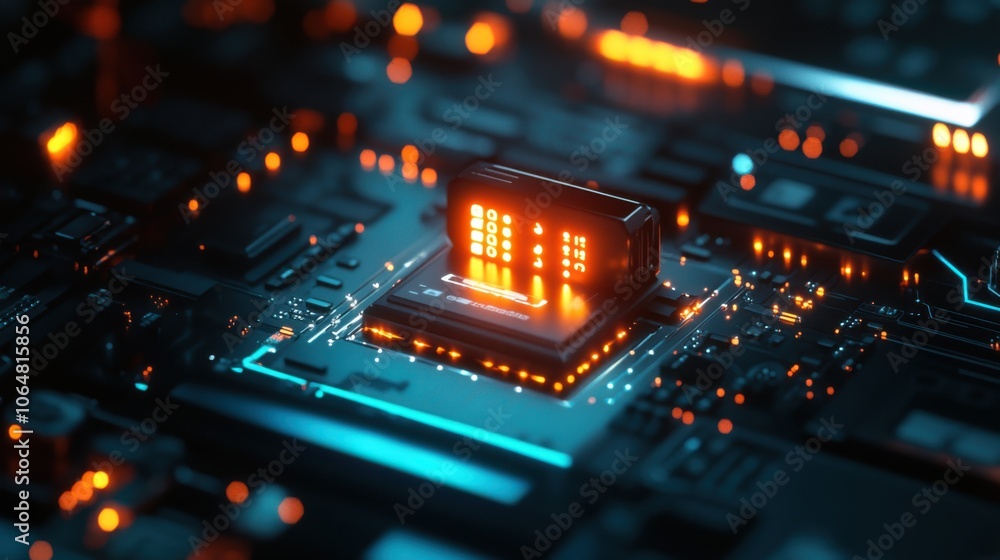 Obraz premium A glowing, creative digital lock resting on a complex