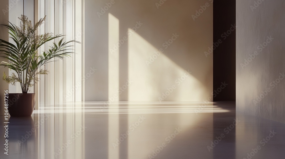 Fototapeta premium Minimalist Interior Design with Sunlight