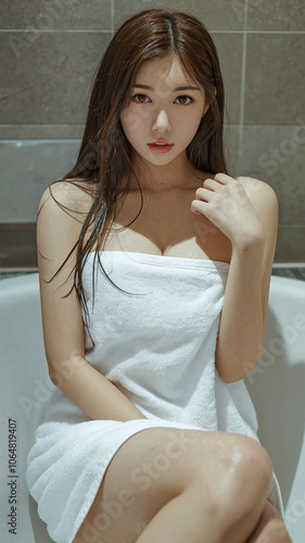 a woman wrapped in a towel