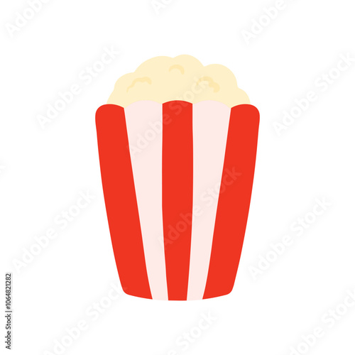 Flat popcorn box icon for watching movie in cinema cartoon vector illustration