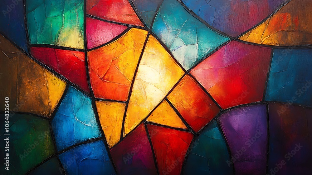 Fototapeta premium Colorful abstract art captivates viewers with vibrant shapes