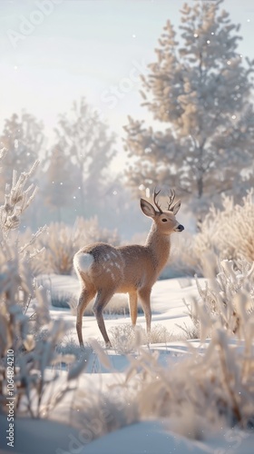 Fawn in Winter Wonderland