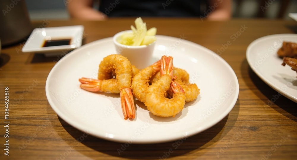Delicious fried shrimp on plate Delicious fried shrimp on plate