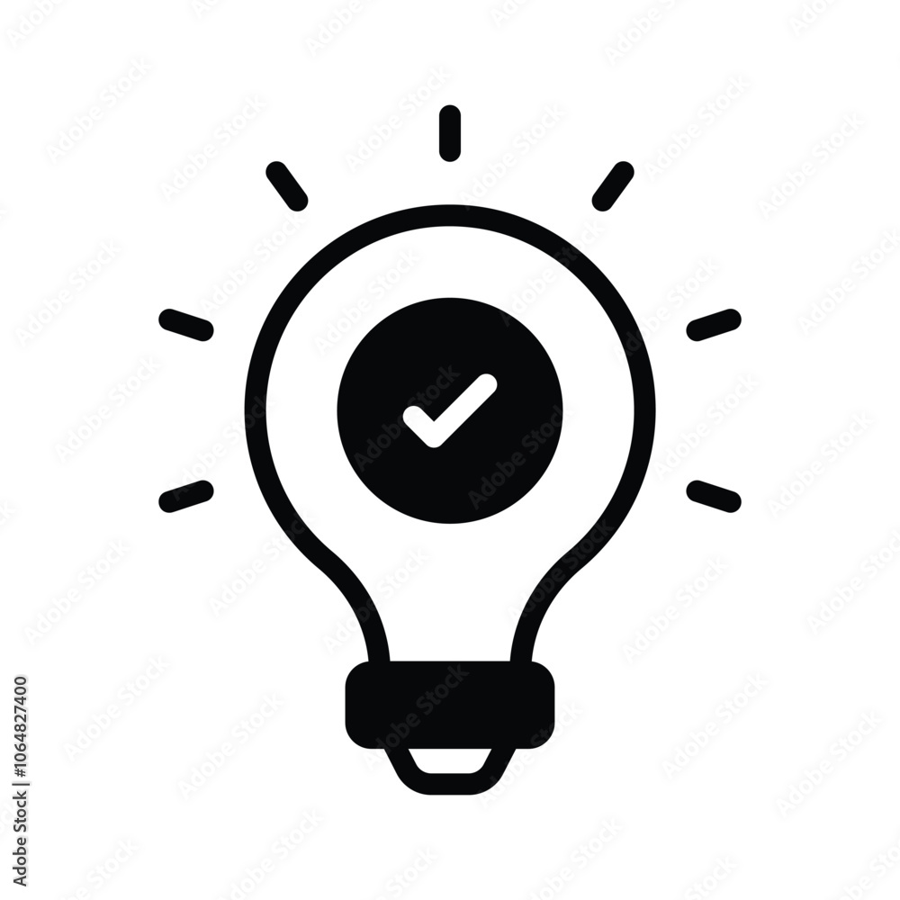 Lightbulb with a check mark, indicating an approved idea Lightbulb with a check mark, indicating an approved idea