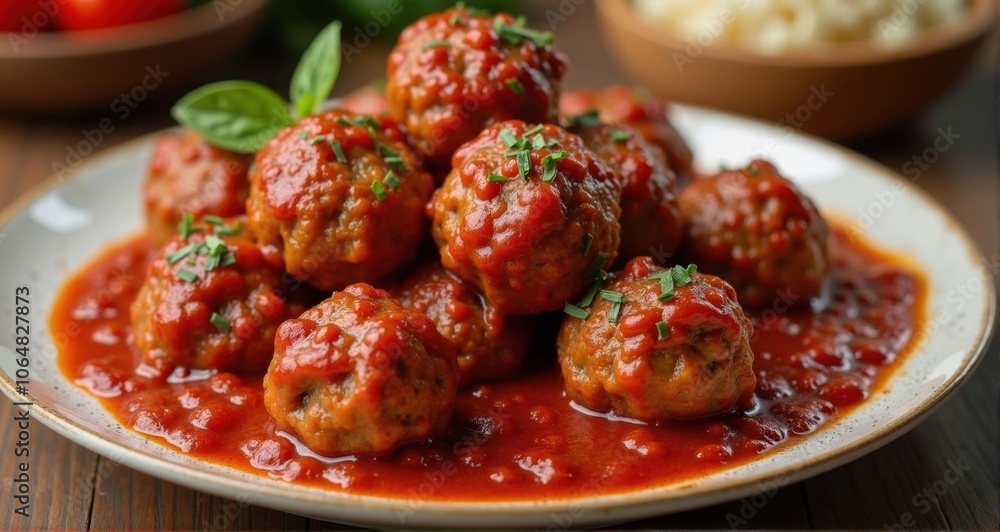Delicious meatballs in rich tomato sauce Delicious meatballs in rich tomato sauce