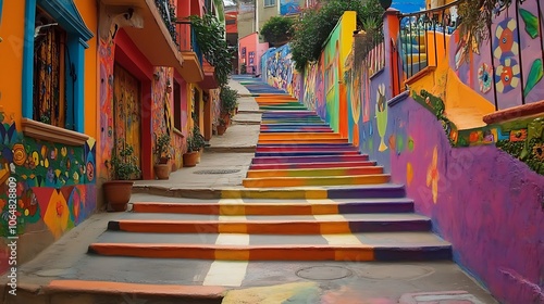 colorful street in the city