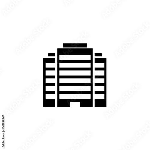 Modern skyscraper icon in a simple black and white design.