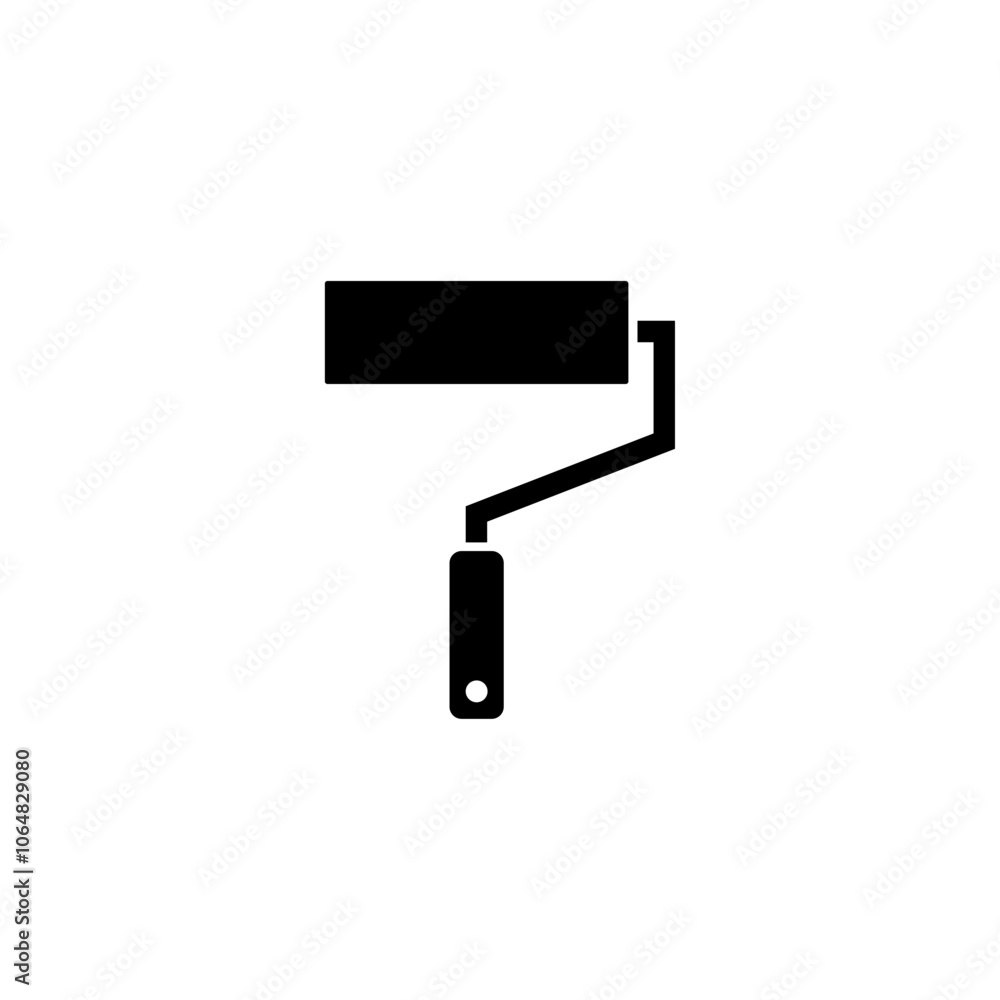 Black vector icon of a paint roller, symbolizing home improvement and renovation tasks. Black vector icon of a paint roller, symbolizing home improvement and renovation tasks.