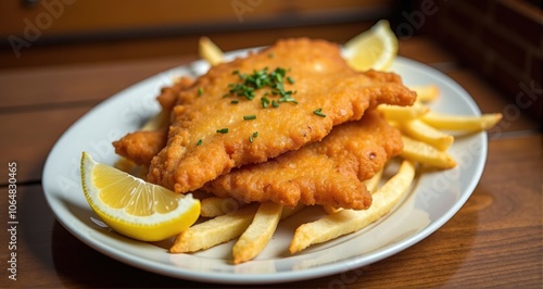 Golden fried fish with crispy fries