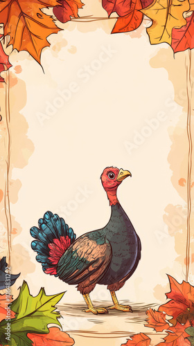 Thanksgiving Design,Cute cartoon chicken and rooster on farm, vector illustration,Generated By Ai photo