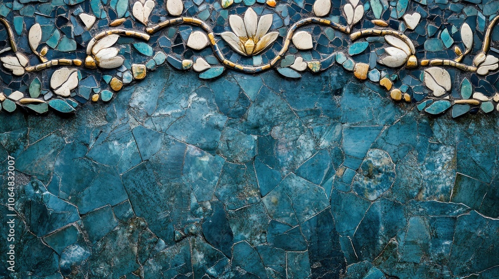 Mosaic Wall with Floral Design Mosaic Wall with Floral Design