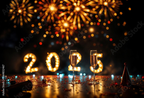 Obraz na płótnie Notte di Capodanno- Luminose Promesse per il 2025 w salonie