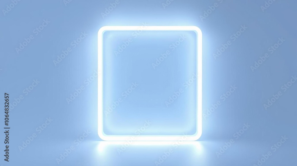 Futuristic neon blue light line on white background, sign, blue Futuristic neon blue light line on white background, sign, blue