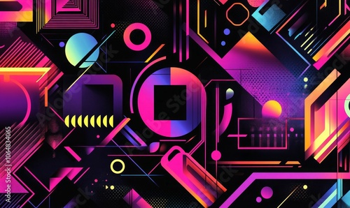 Wallpaper Mural A geometric abstract poster with sharp bold typography in neon colors, featuring dynamic text on a black background, high resolution, high detail, masterpiece Torontodigital.ca