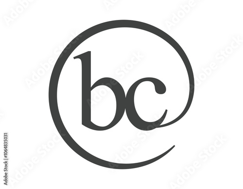 BC logo from two letter with circle shape email sign style. B and C round logotype of business company