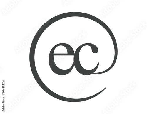EC logo from two letter with circle shape email sign style. E and C round logotype of business company