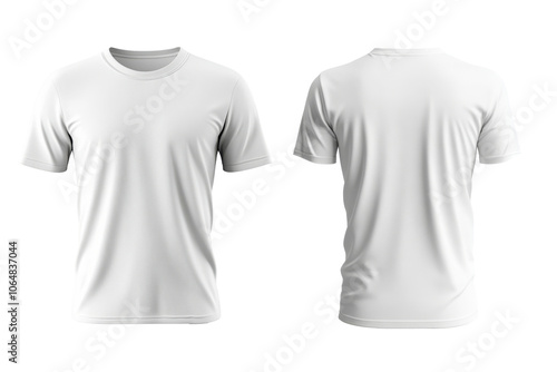 Obraz na płótnie Set of front and back view of white plain t-shirt mockup isolated on white background. Casual wear design and fabric texture w salonie