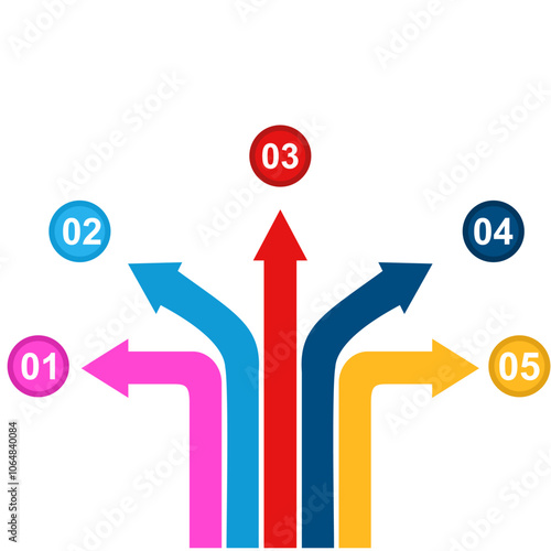 Infographics colorful arrow crossroads options, template