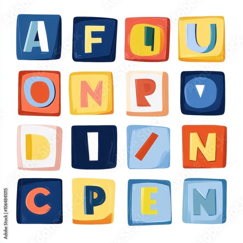 Colorful Illustrated Alphabet Blocks for Learning and Fun