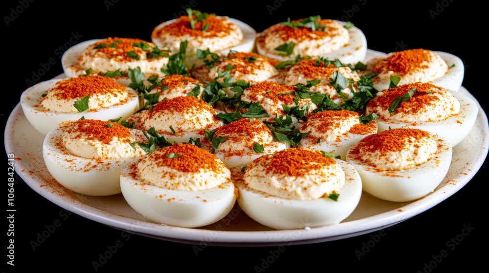 Delicious Deviled Eggs with Paprika and Parsley Garnish Delicious Deviled Eggs with Paprika and Parsley Garnish