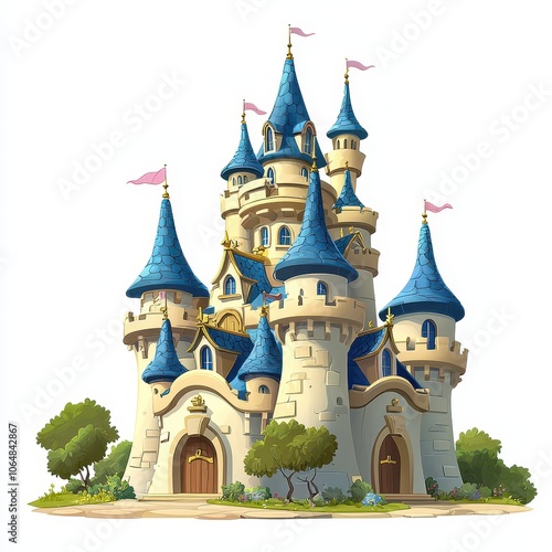 Wallpaper Mural Playful Illustrated Toy Castle with Towers and Colors Torontodigital.ca