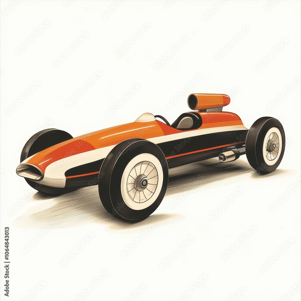 Fototapeta premium Sleek Illustrated Toy Race Car Design