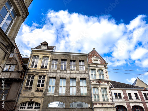 Street view of old village Valenciennes in France