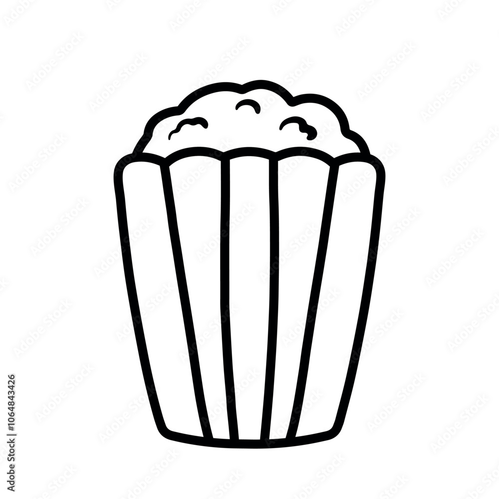 Popcorn box in black line icon for watching movie in cinema cartoon vector illustration Popcorn box in black line icon for watching movie in cinema cartoon vector illustration