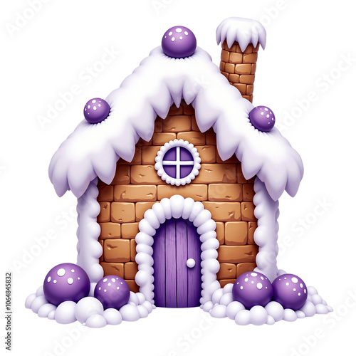 Gingerbread House with Purple Accents
